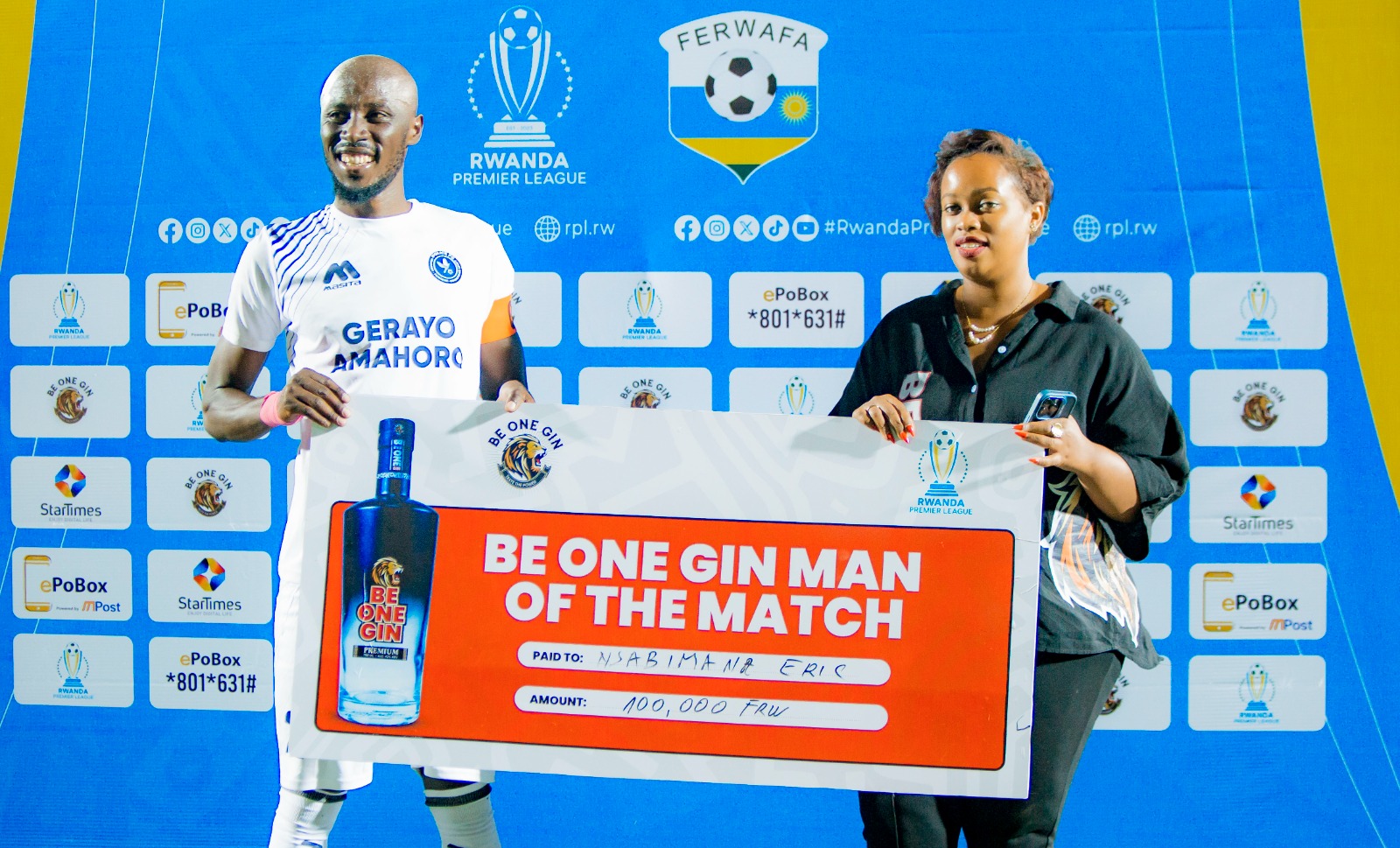 Ikinyobwa cya Be one gin cyahereye kuri Zidane gihemba umukinnyi w’umukino - AMAFOTO